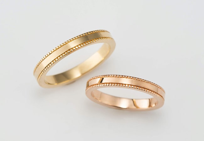 ミルグレイン（ミル打ち）のゴールド結婚指輪
