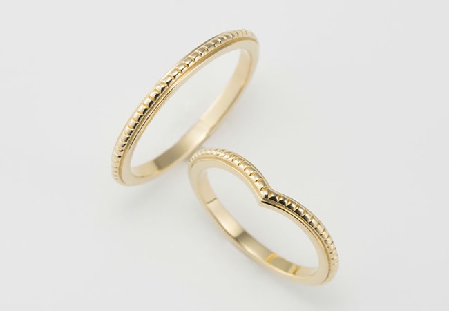 ミルグレイン（ミル打ち）のゴールド結婚指輪