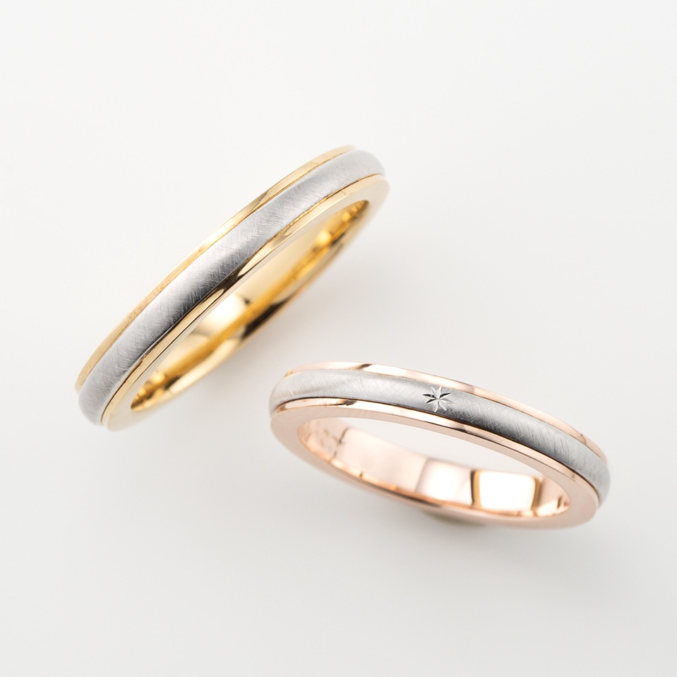 プラチナとゴールドを組み合わせたコンビの結婚指輪